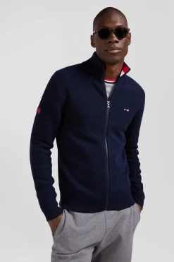 Regular XV de France navy blue cotton zipped cardigan