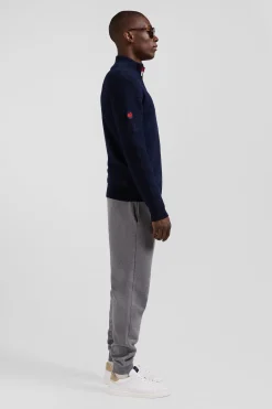 Regular XV de France navy blue cotton zipped cardigan