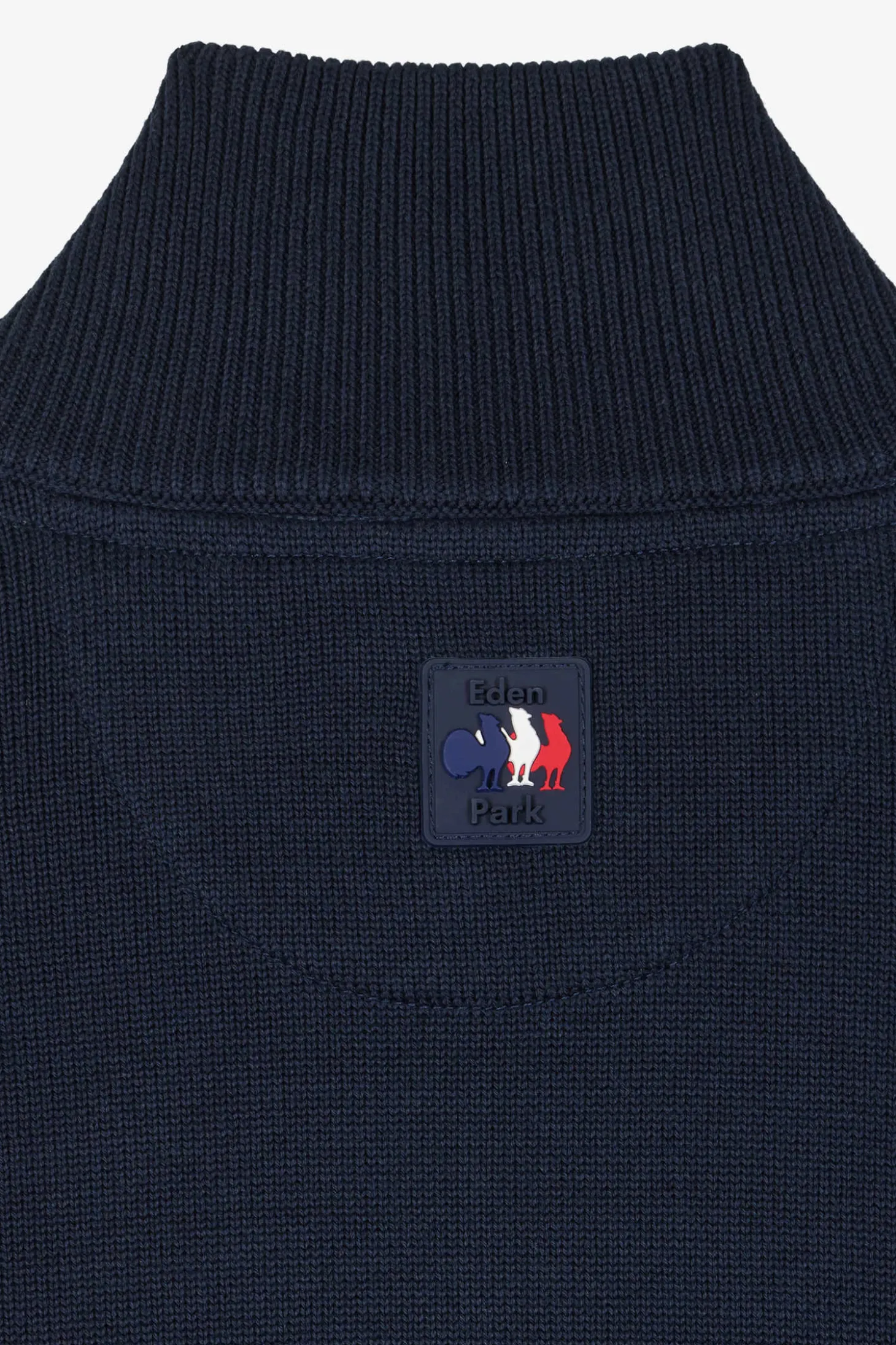 Regular XV de France navy blue cotton zipped cardigan with tricolour details
