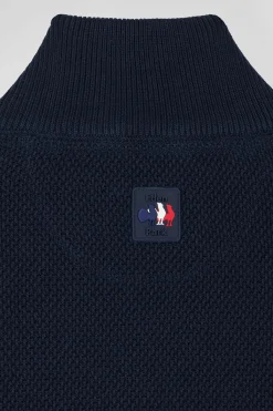 Regular XV de France navy blue cotton zipped cardigan