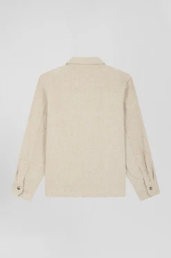 Relax beige mixed cotton overshirt with patch pockets