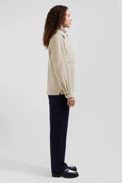 Relax beige mixed cotton overshirt with patch pockets