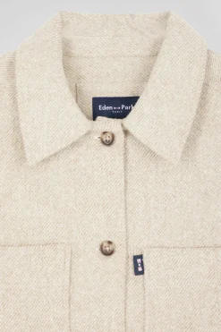 Relax beige mixed cotton overshirt with patch pockets