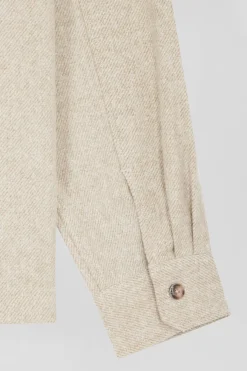 Relax beige mixed cotton overshirt with patch pockets
