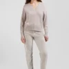 Relax beige wool and cotton V-neck jumper