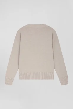 Relax beige wool and cotton V-neck jumper