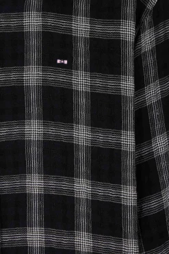 Relax black checked wool and cotton shirt