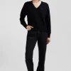 Relax black wool and cotton V-neck jumper