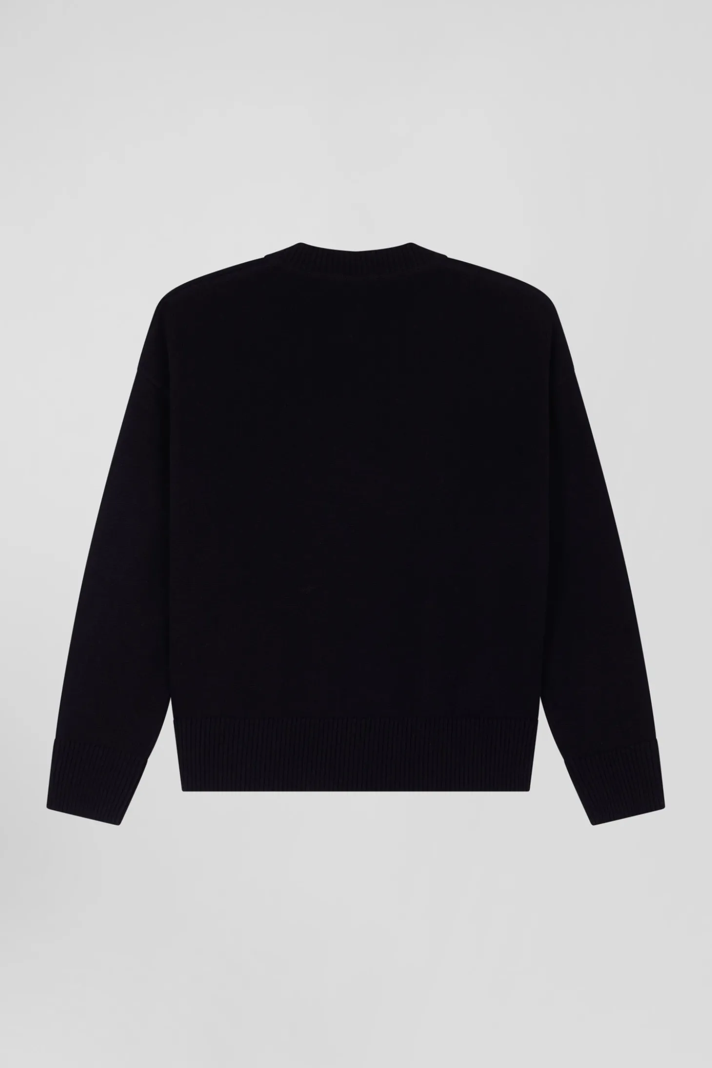 Relax black wool and cotton V-neck jumper