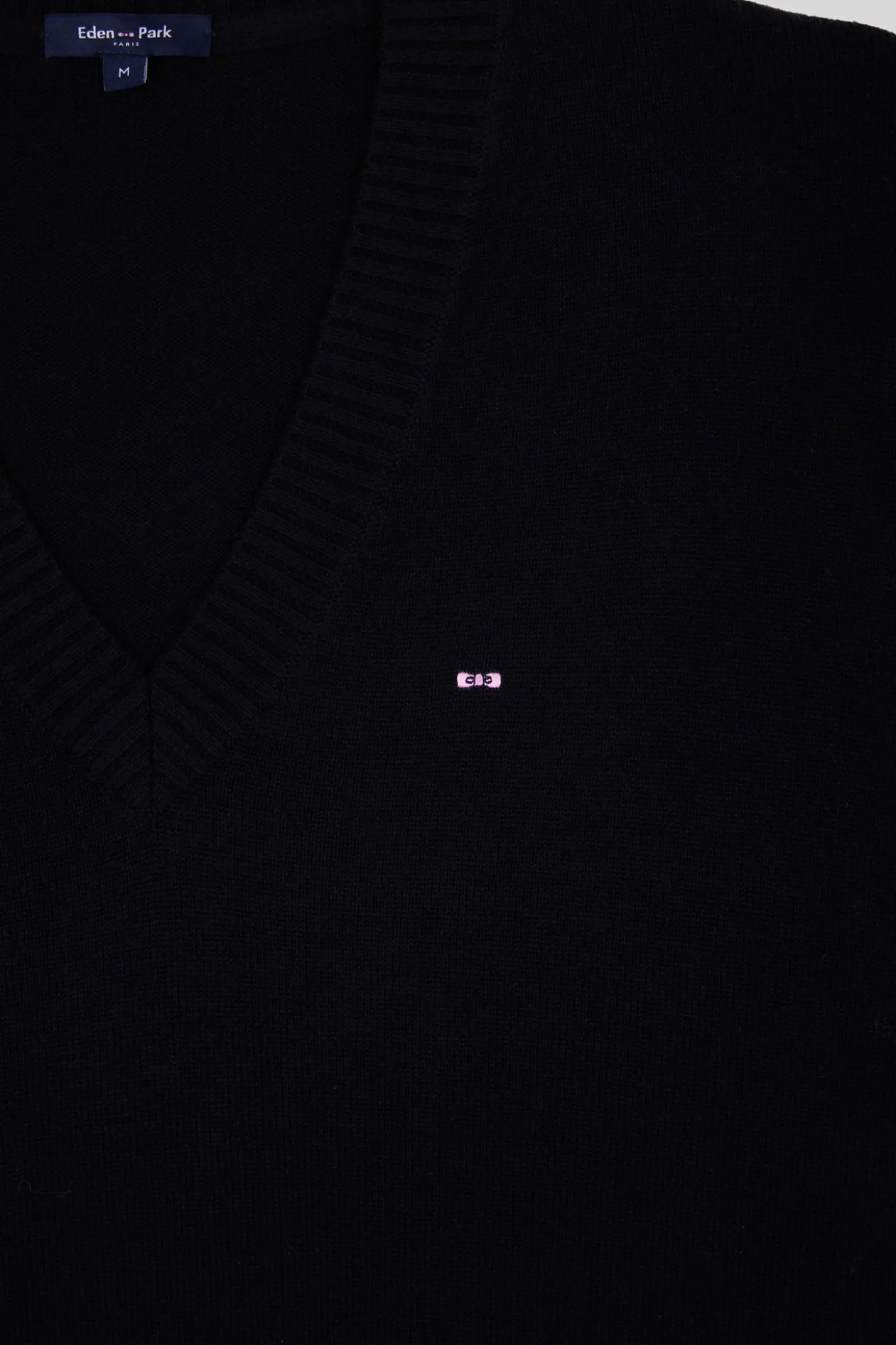 Relax black wool and cotton V-neck jumper