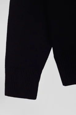 Relax black wool and cotton V-neck jumper