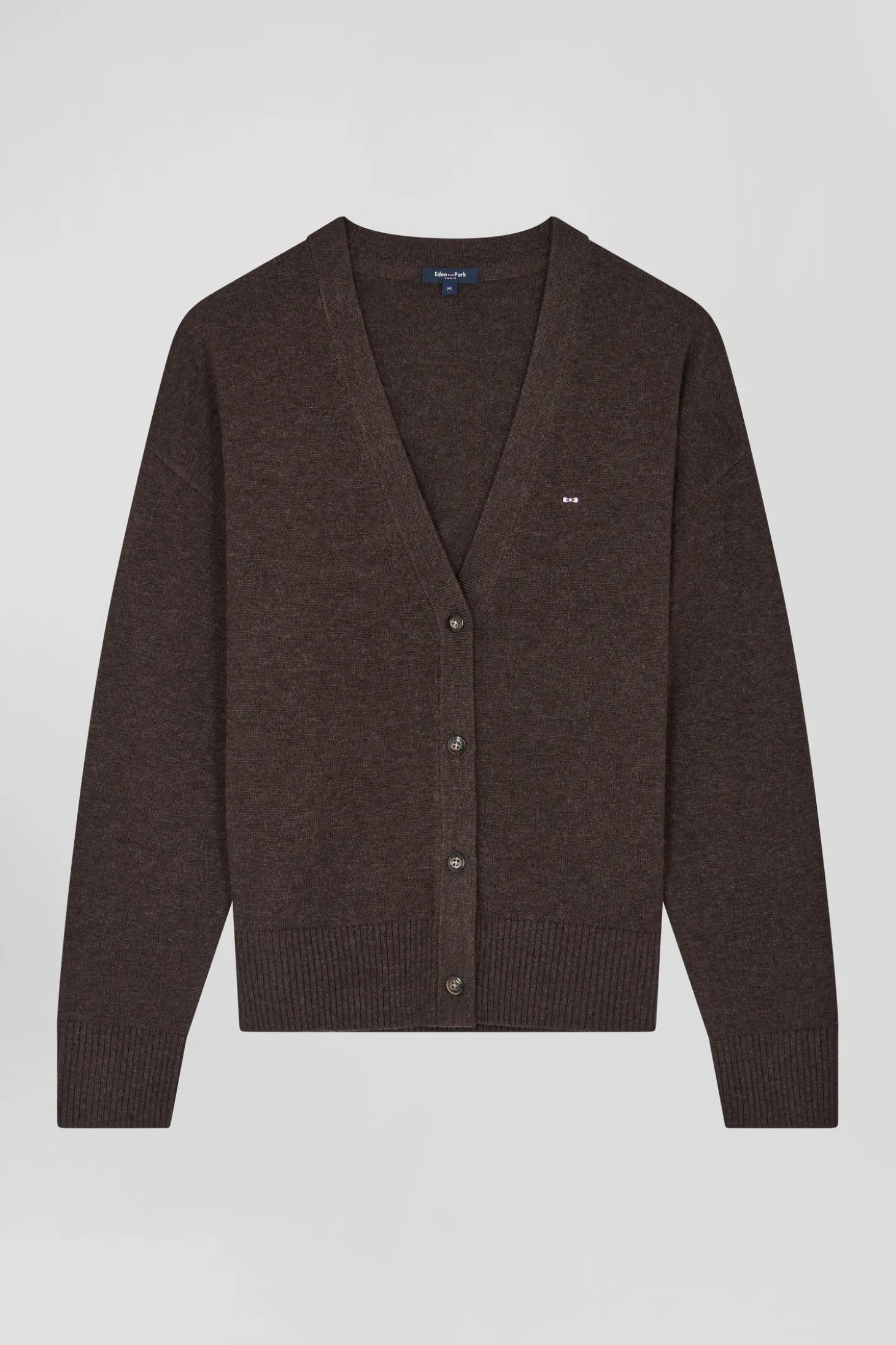 Relax brown blended wool and cotton cardigan