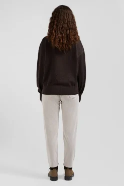 Relax brown blended wool and cotton cardigan