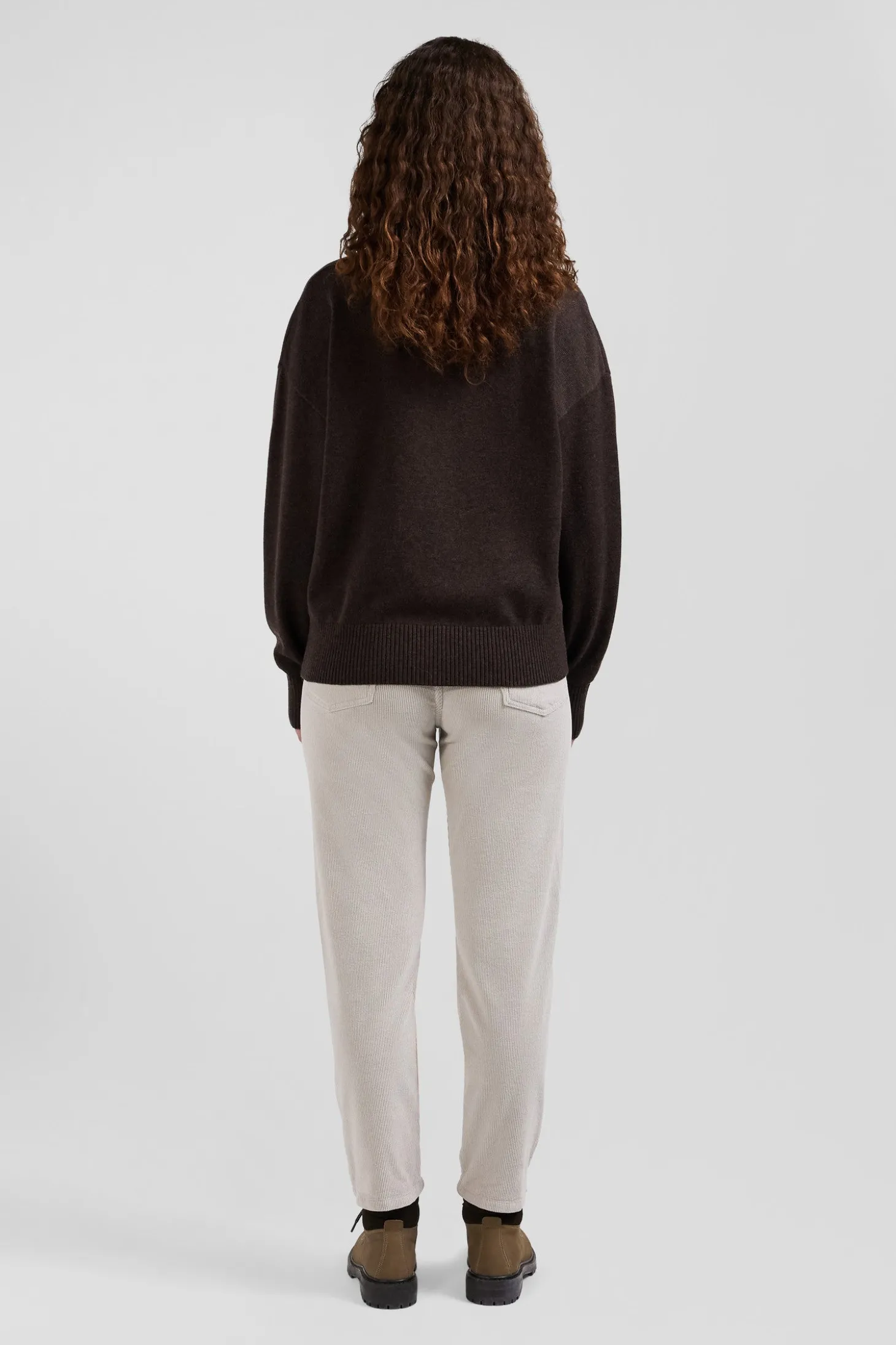 Relax brown blended wool and cotton cardigan