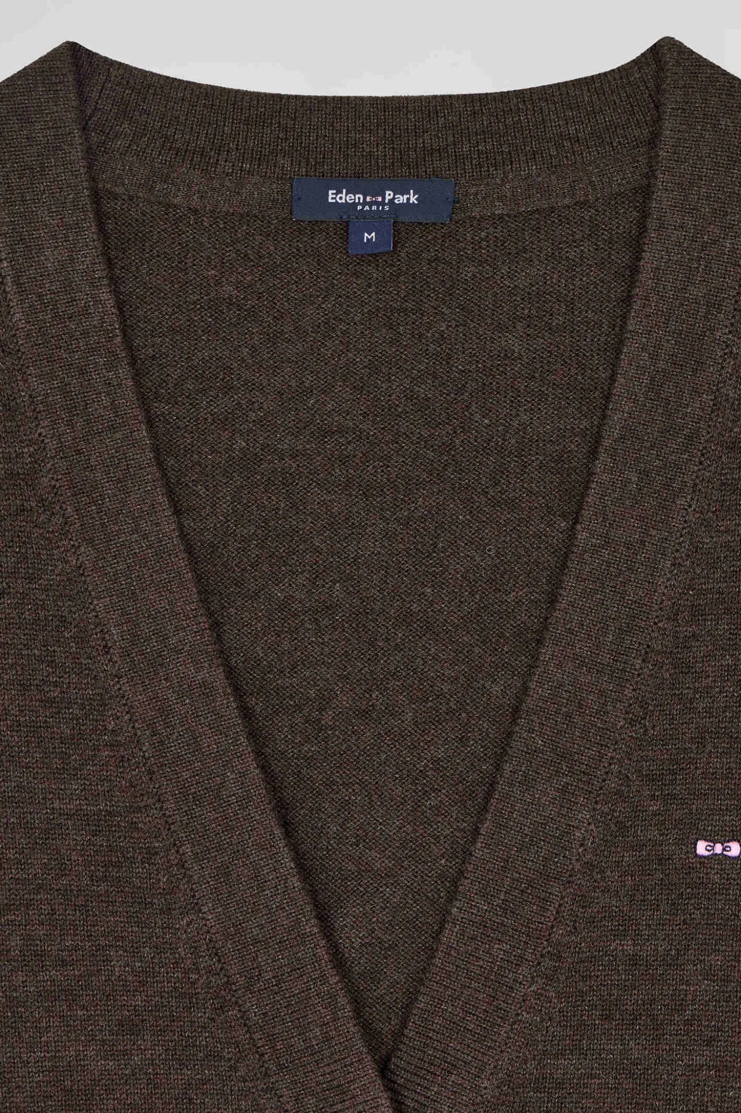 Relax brown blended wool and cotton cardigan
