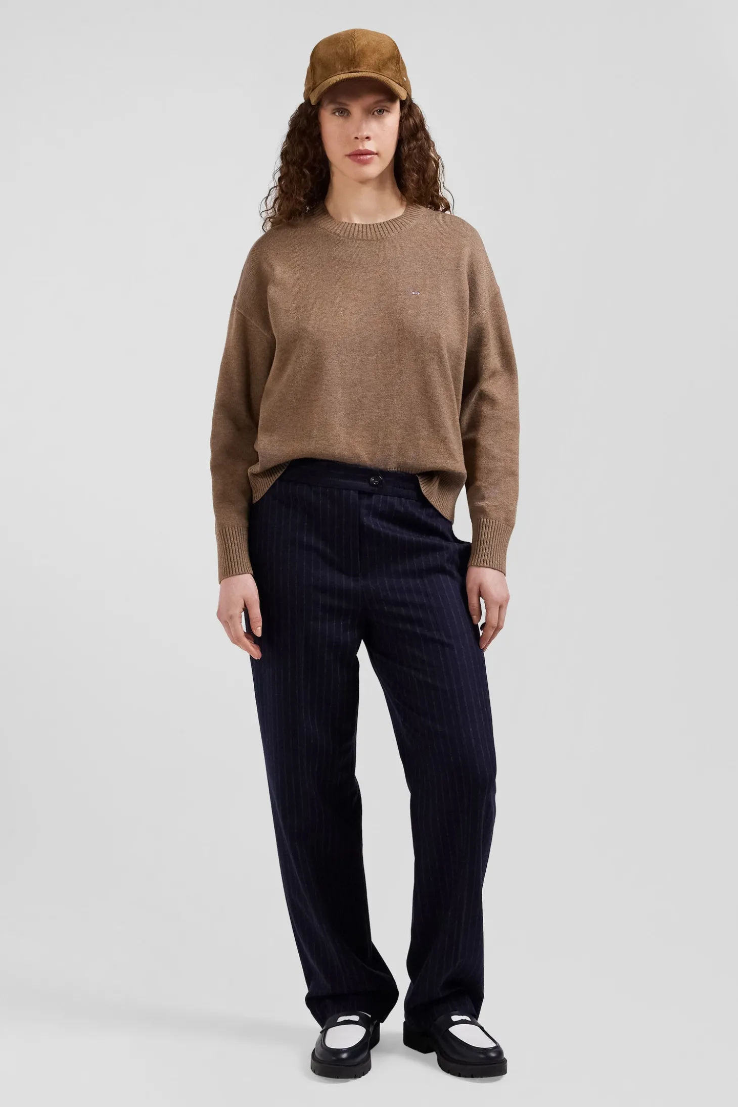Relax brown wool and cotton crew neck jumper