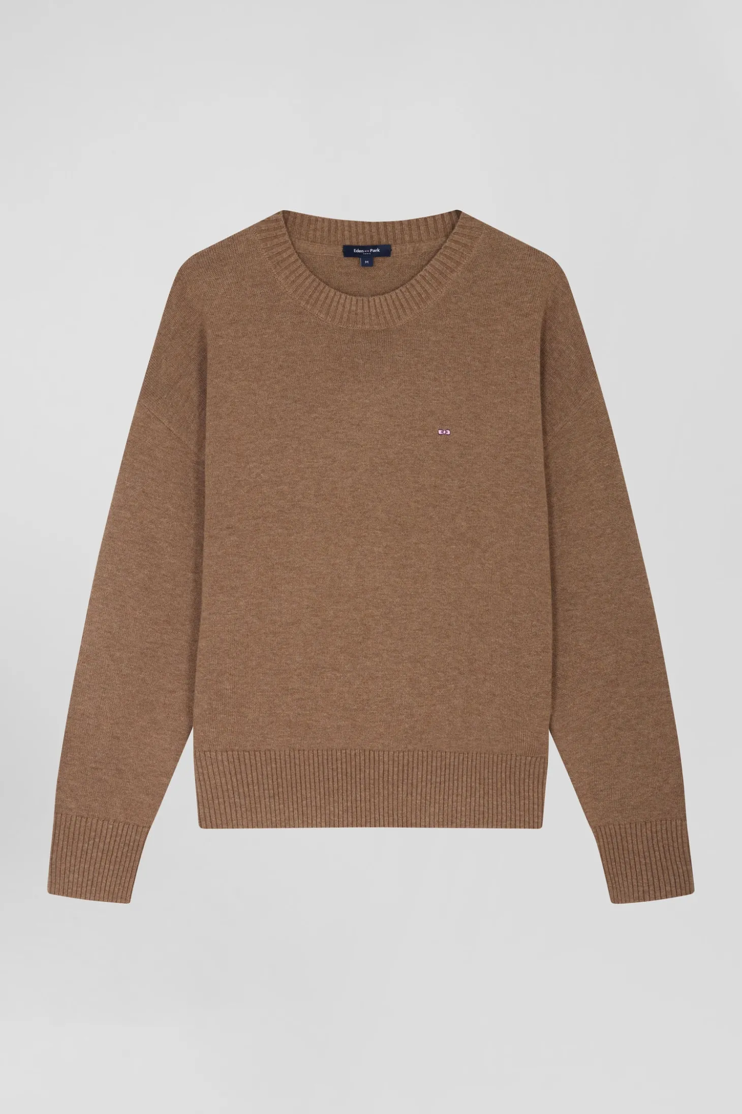 Relax brown wool and cotton crew neck jumper