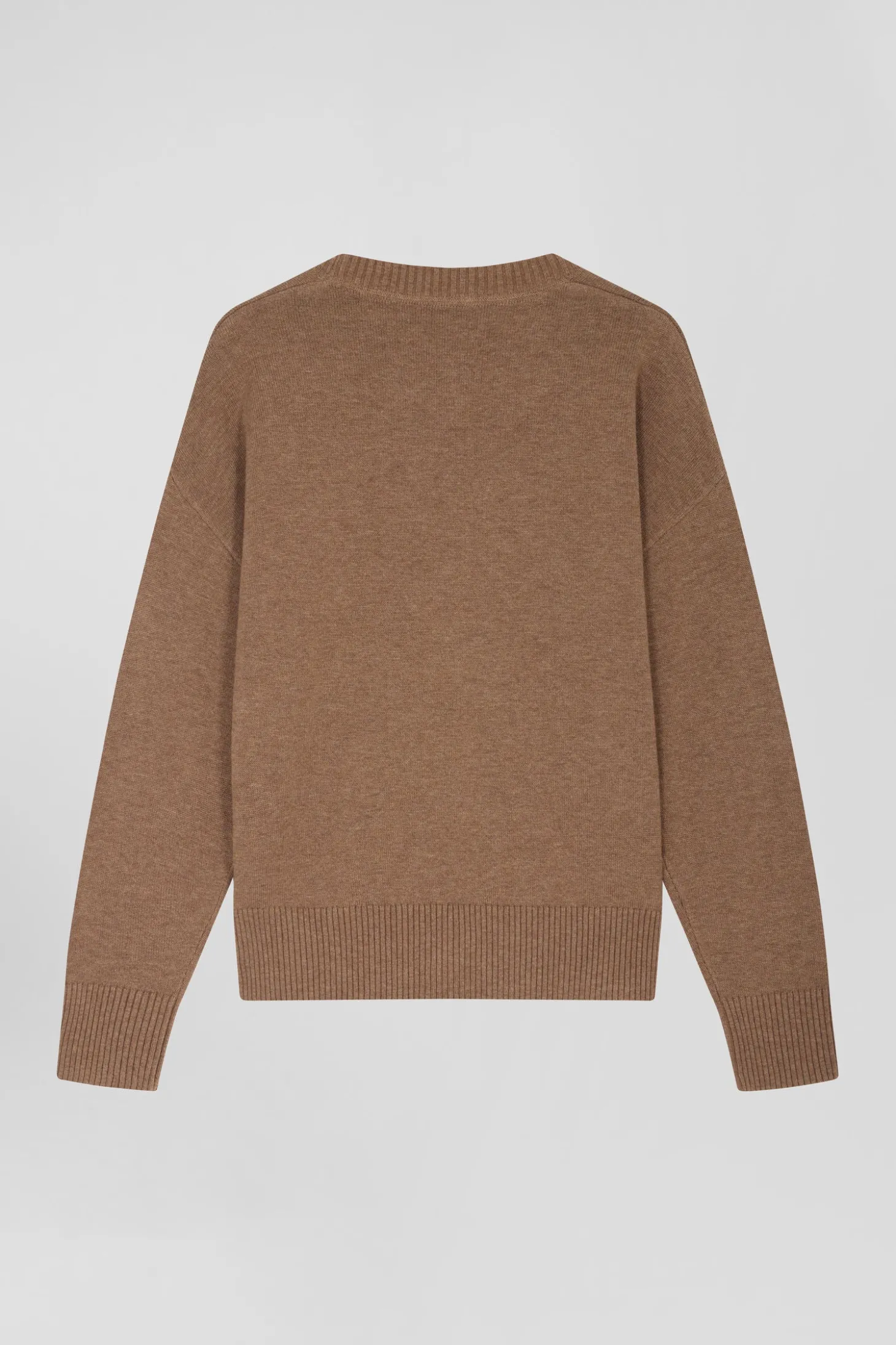 Relax brown wool and cotton crew neck jumper