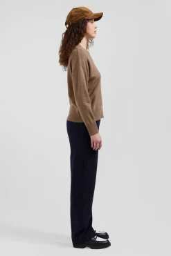 Relax brown wool and cotton crew neck jumper