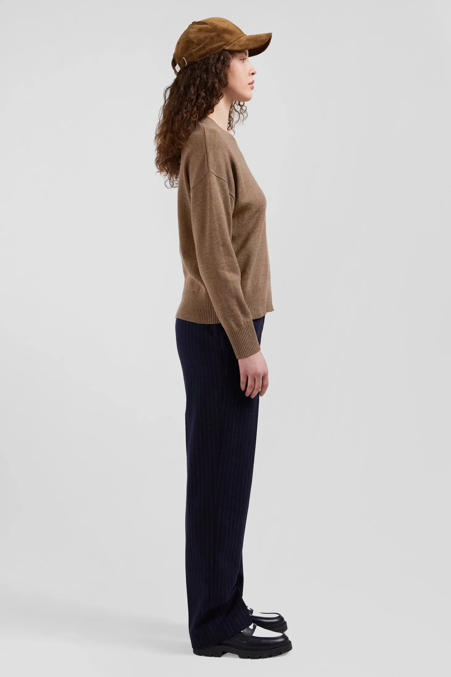Relax brown wool and cotton crew neck jumper