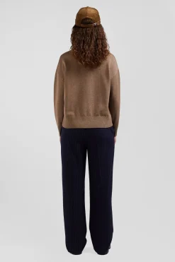 Relax brown wool and cotton crew neck jumper