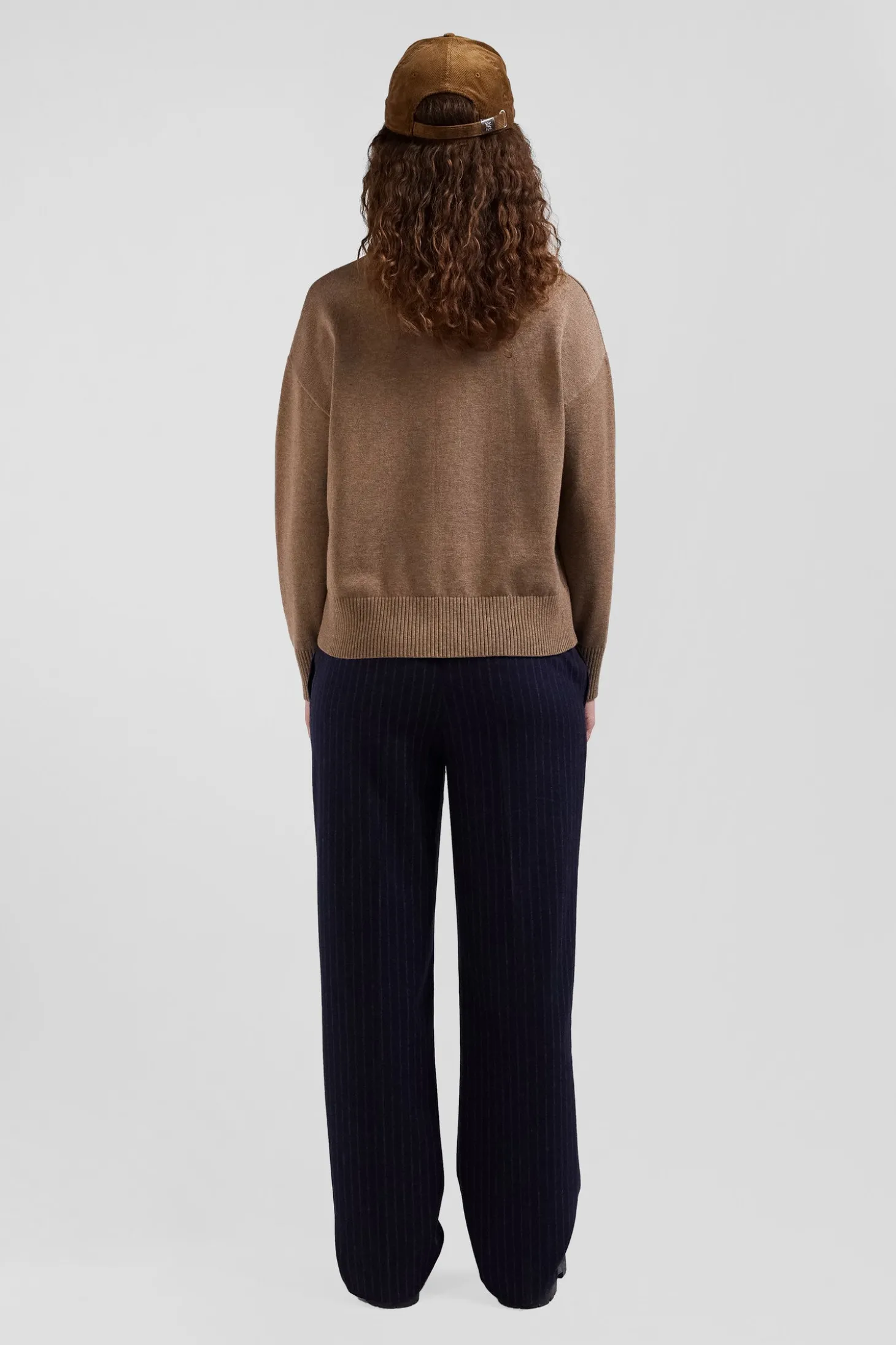 Relax brown wool and cotton crew neck jumper