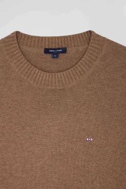 Relax brown wool and cotton crew neck jumper