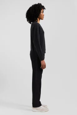 Relax dark grey mottled wool and cotton V-neck jumper