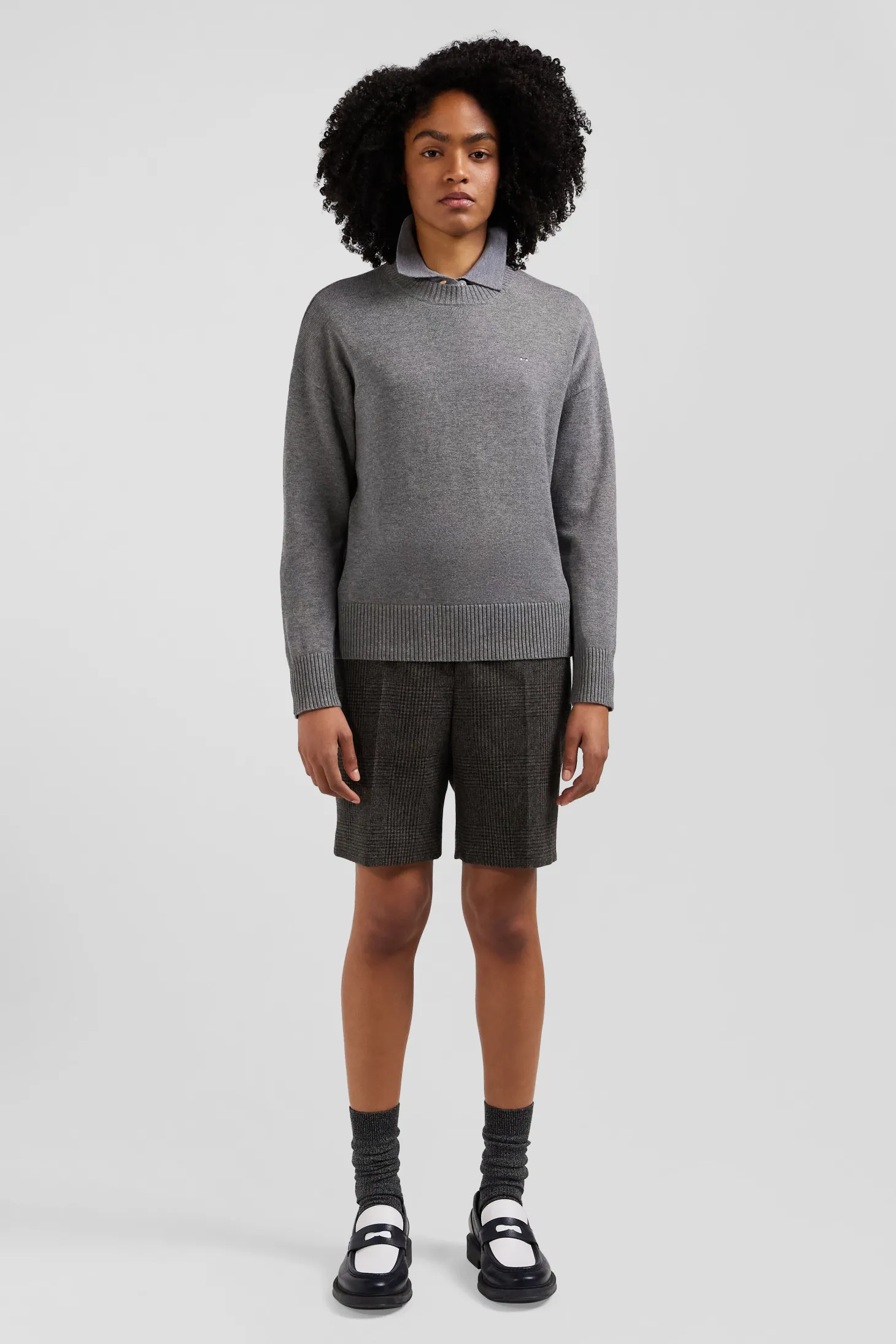 Relax dark grey wool and cotton crew neck jumper