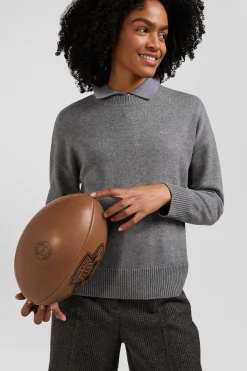 Relax dark grey wool and cotton crew neck jumper