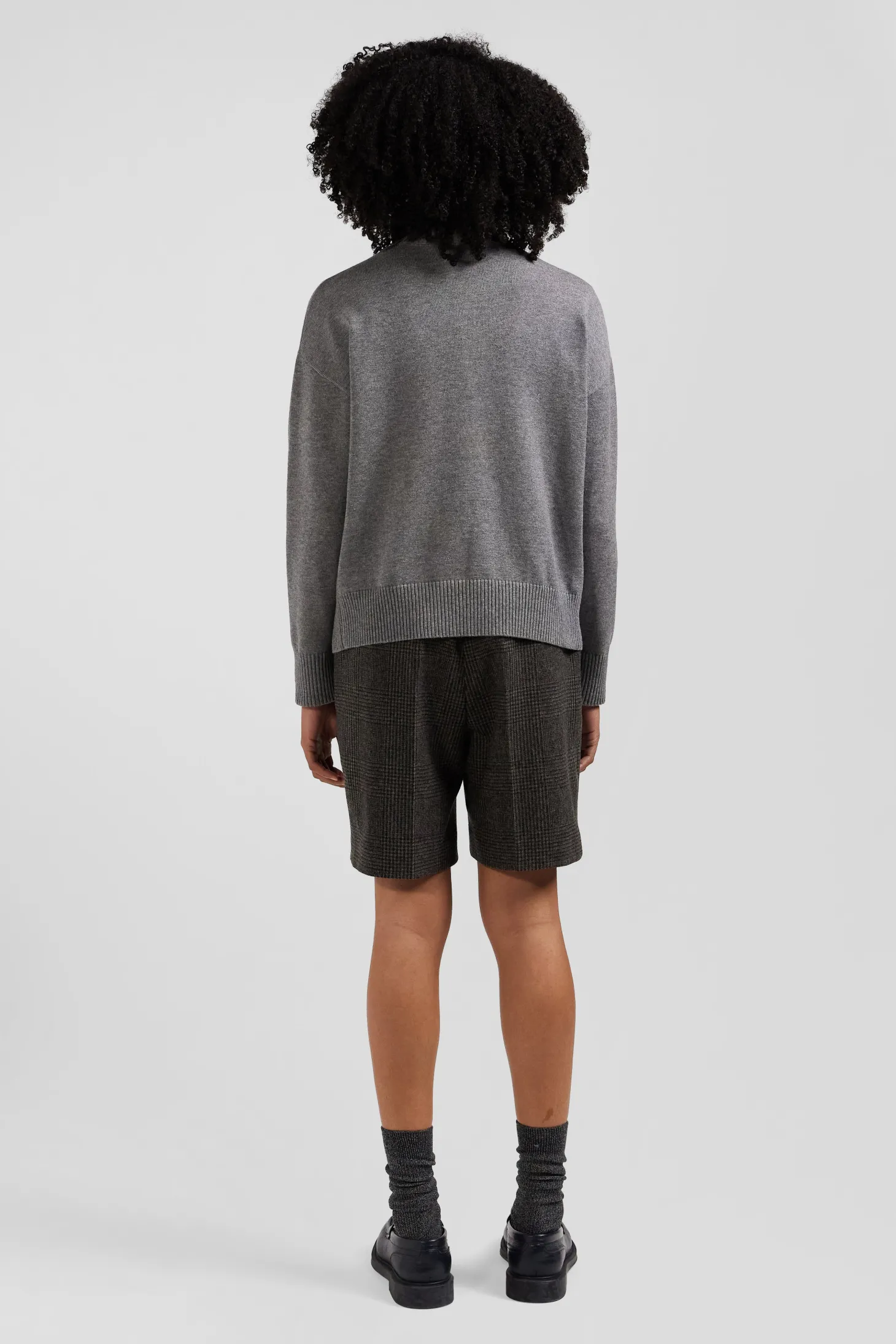 Relax dark grey wool and cotton crew neck jumper