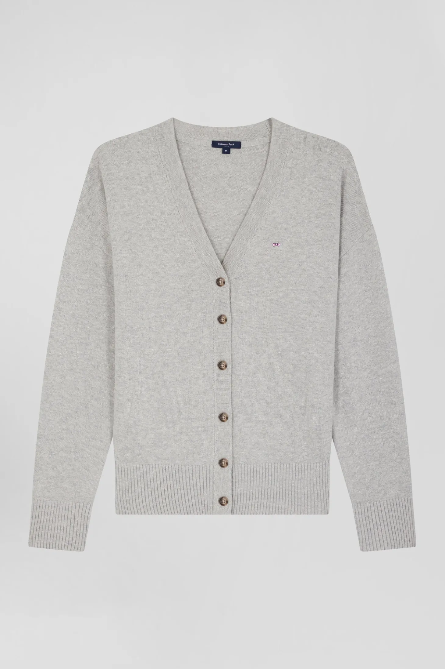 Relax grey blended wool and cotton cardigan
