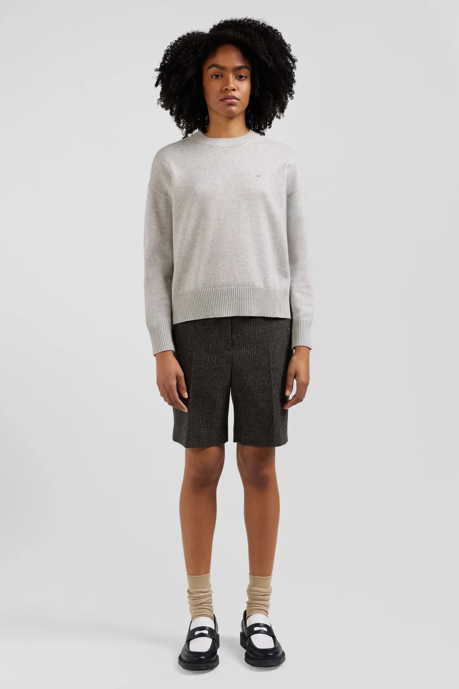 Relax light grey wool and cotton crew neck jumper