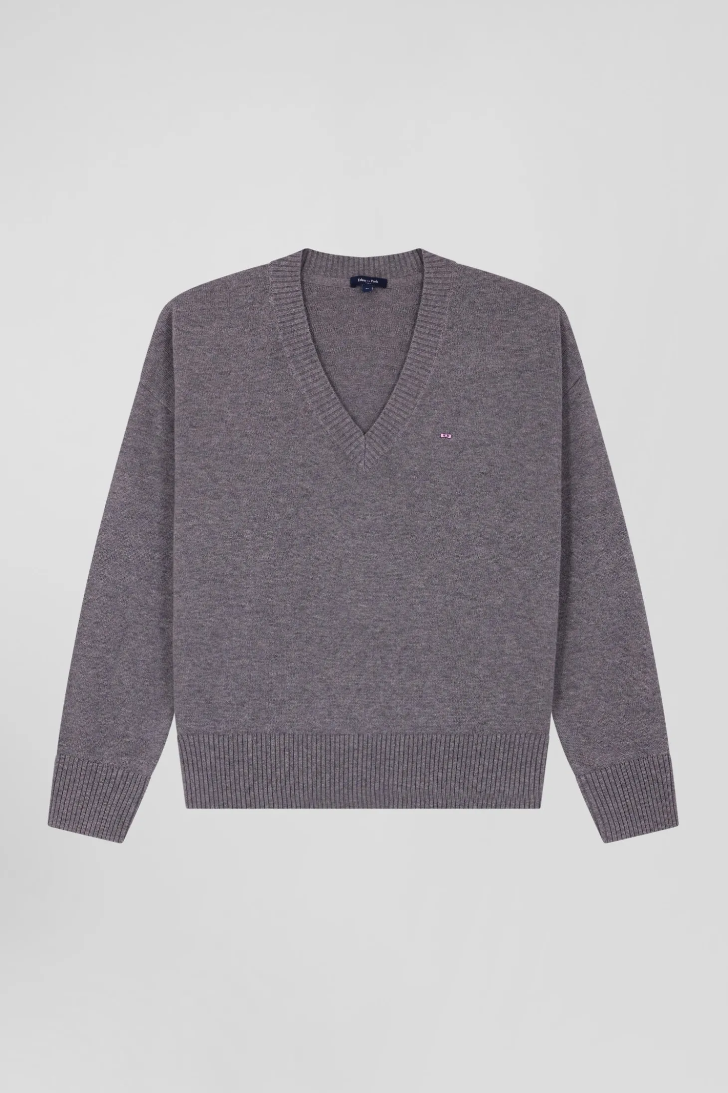 Relax light grey wool and cotton V-neck jumper