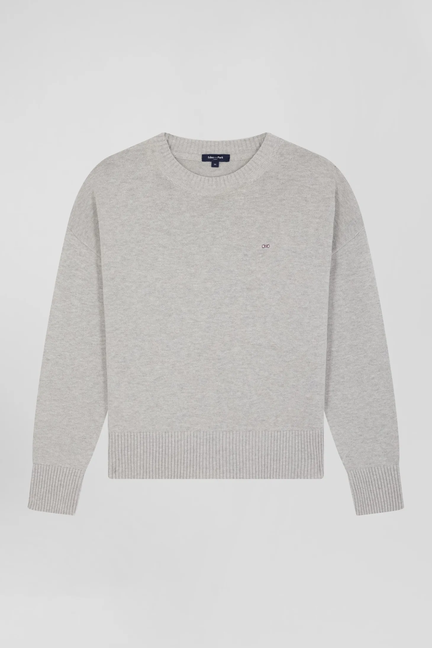 Relax light grey wool and cotton crew neck jumper