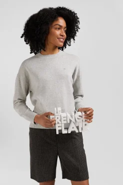 Relax light grey wool and cotton crew neck jumper
