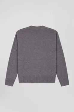 Relax light grey wool and cotton V-neck jumper