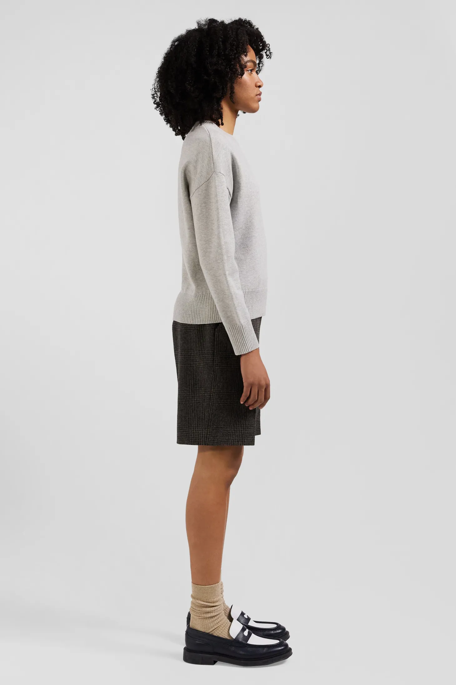 Relax light grey wool and cotton crew neck jumper