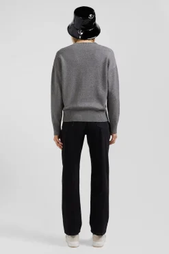 Relax light grey wool and cotton V-neck jumper