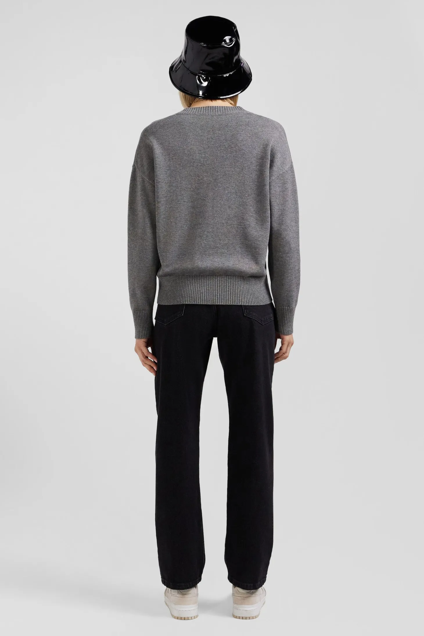 Relax light grey wool and cotton V-neck jumper