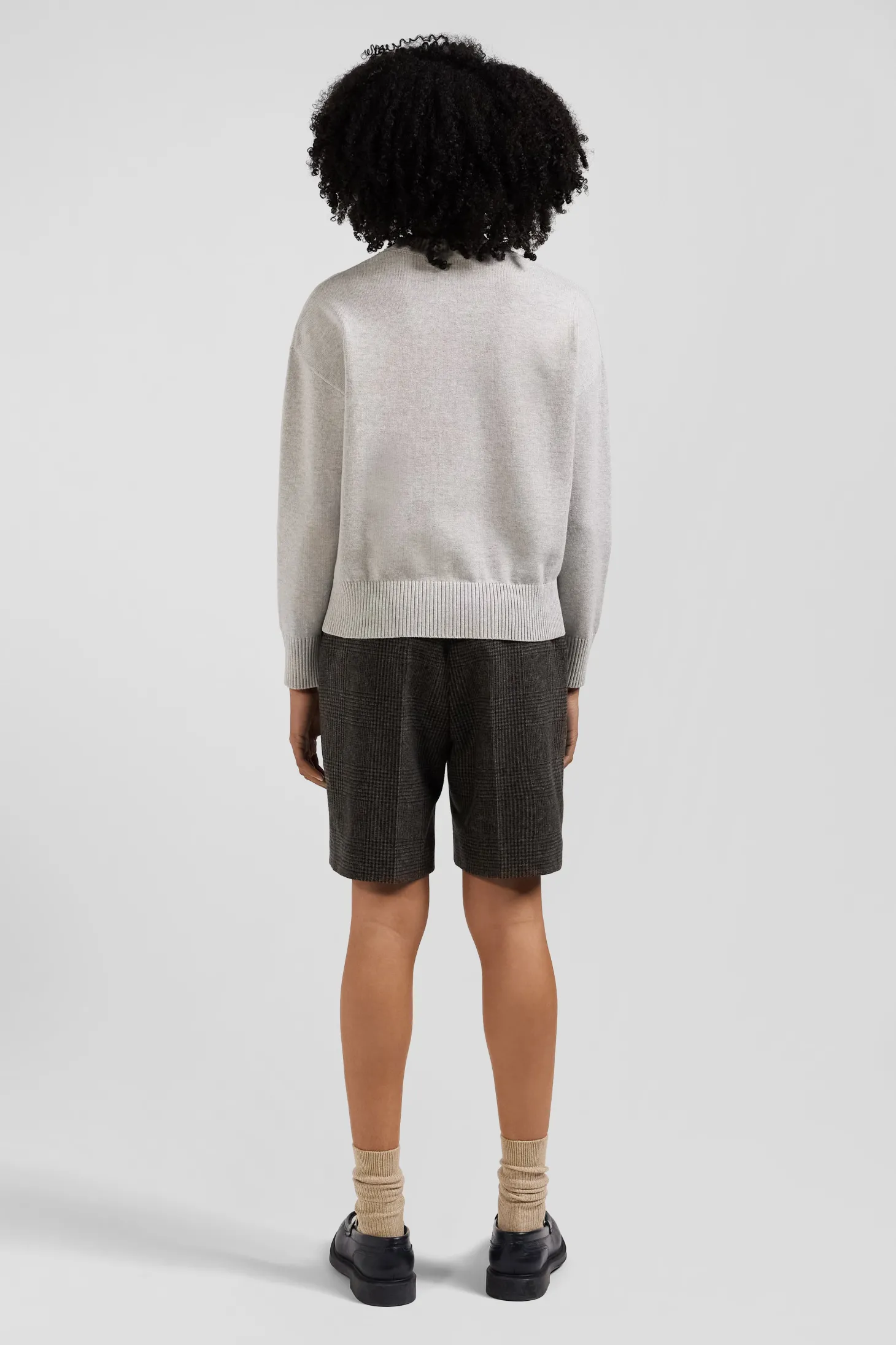 Relax light grey wool and cotton crew neck jumper