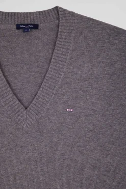 Relax light grey wool and cotton V-neck jumper