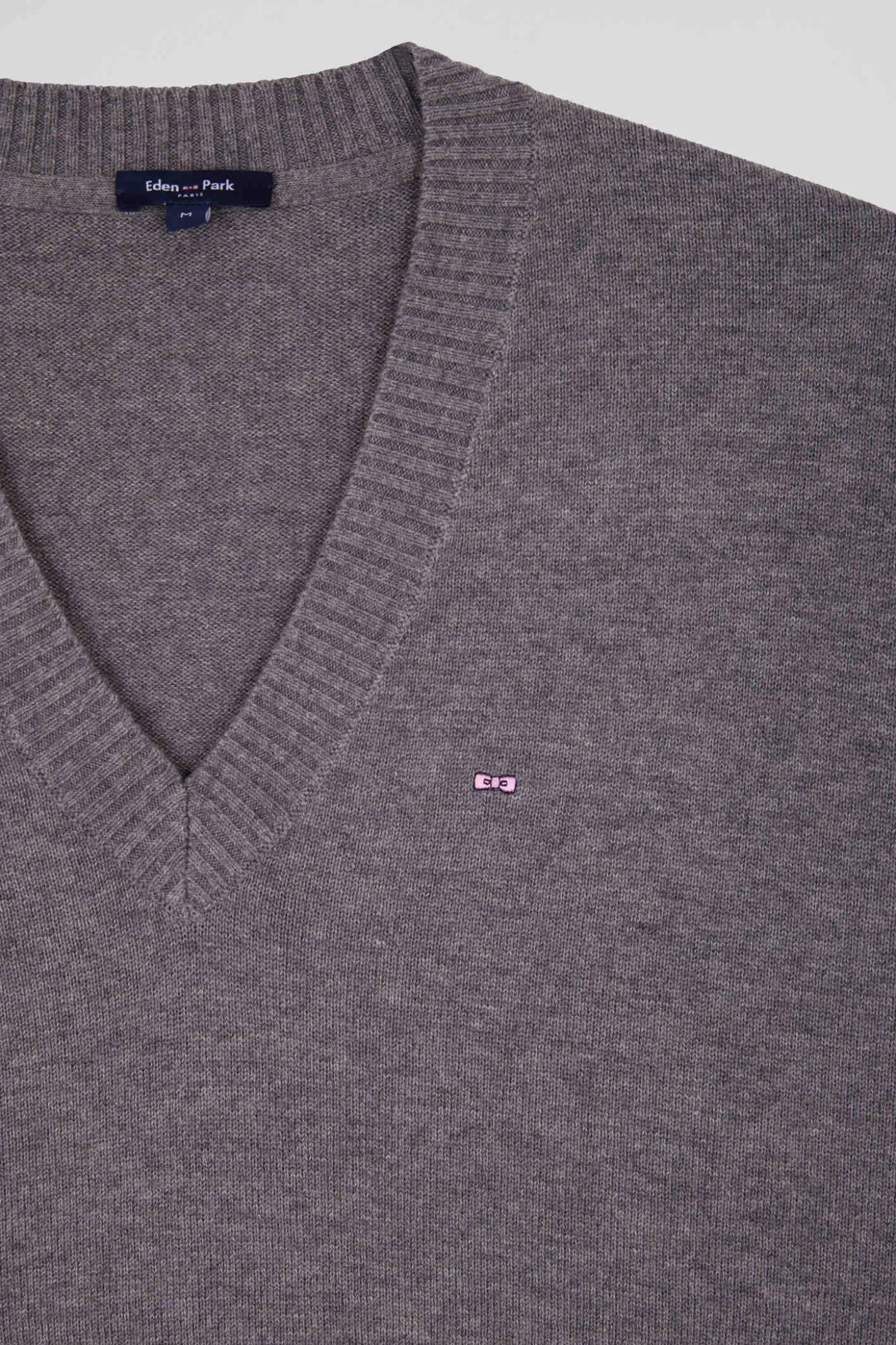 Relax light grey wool and cotton V-neck jumper
