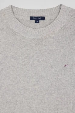 Relax light grey wool and cotton crew neck jumper