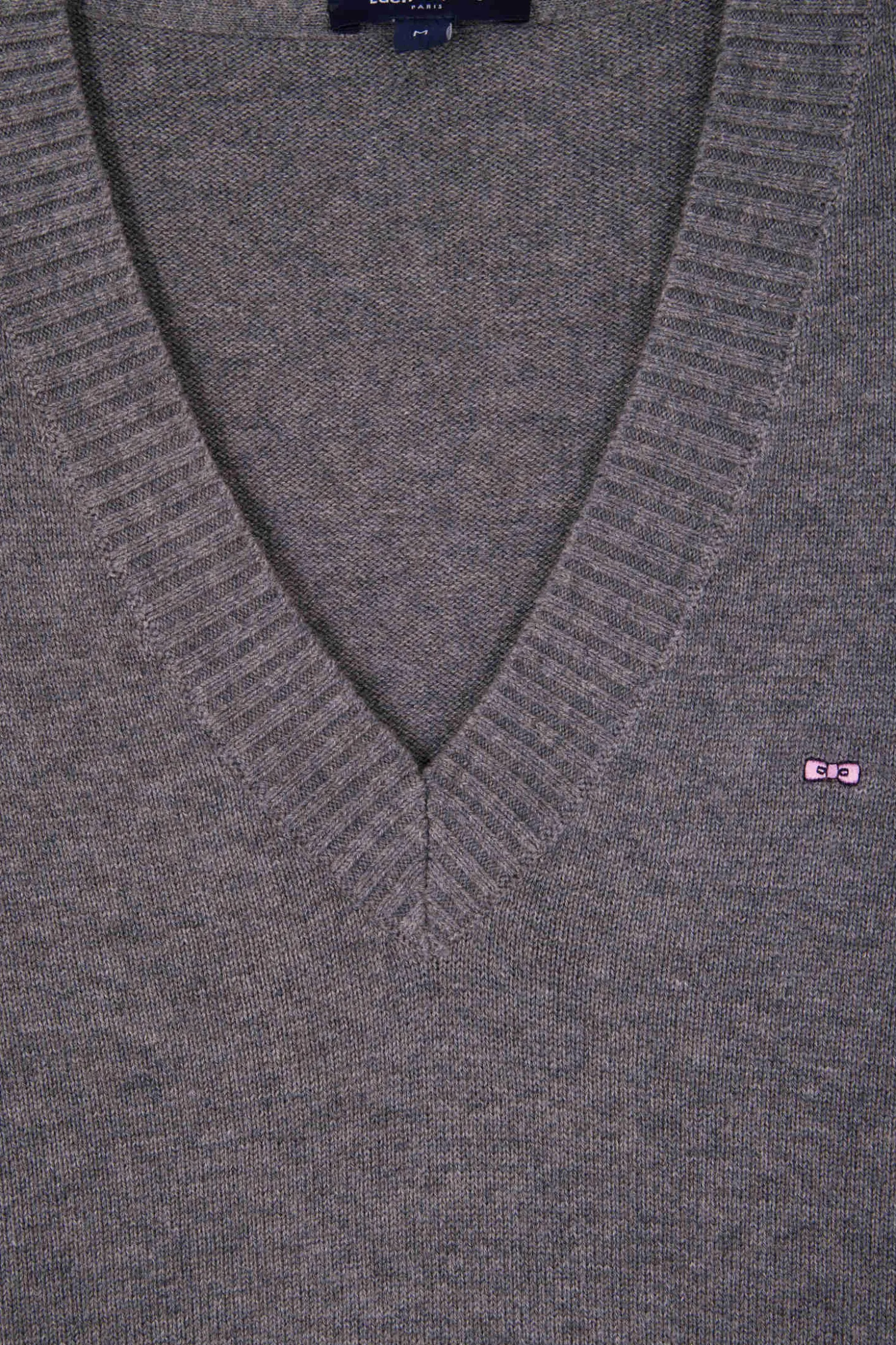 Relax light grey wool and cotton V-neck jumper