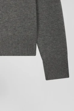 Relax mottled grey blended wool and cotton cardigan
