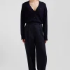 Relax navy blue blended wool and cotton cardigan