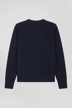 Relax navy blue blended wool and cotton cardigan