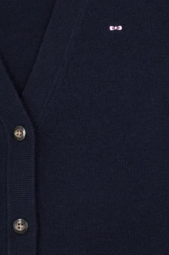Relax navy blue blended wool and cotton cardigan