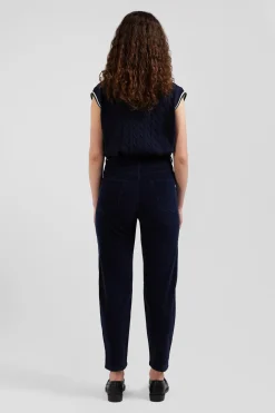 Relax navy cable-knit cotton V-neck sleeveless jumper